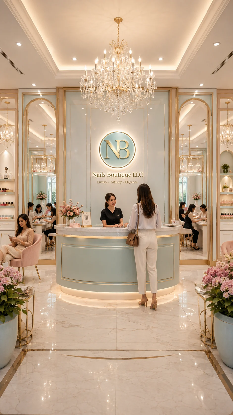 Luxury nail salon reception